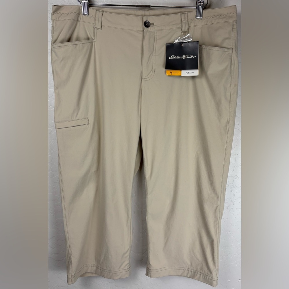 NEW Eddie Bauer Flexion Nylon SPF Quick Dry Outdoor‎ Hiking Capri 16 Tan 1200